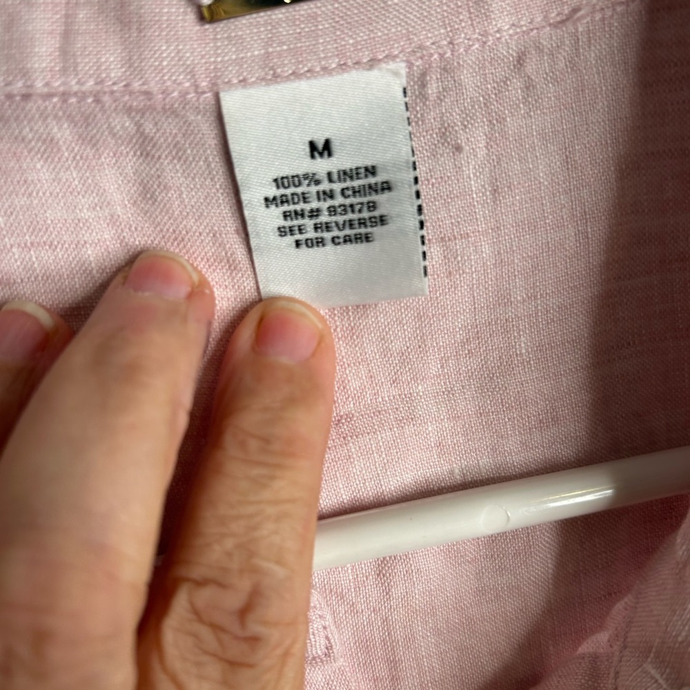 Magashoni Women’s Size Medium Linen Sleeveless Shirt Dress Pink Coastal 6423 - Picture 3 of 6